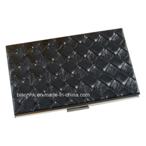 Popular Woven Leather Name Card Holder (BS-L-078)